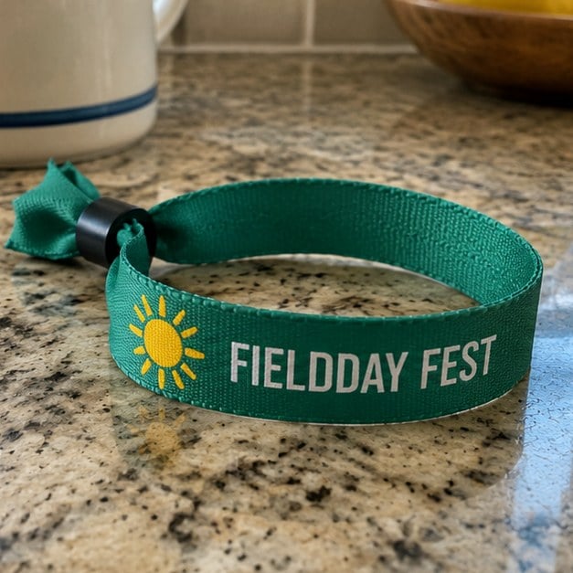 Customer photo of a custom festival wristband