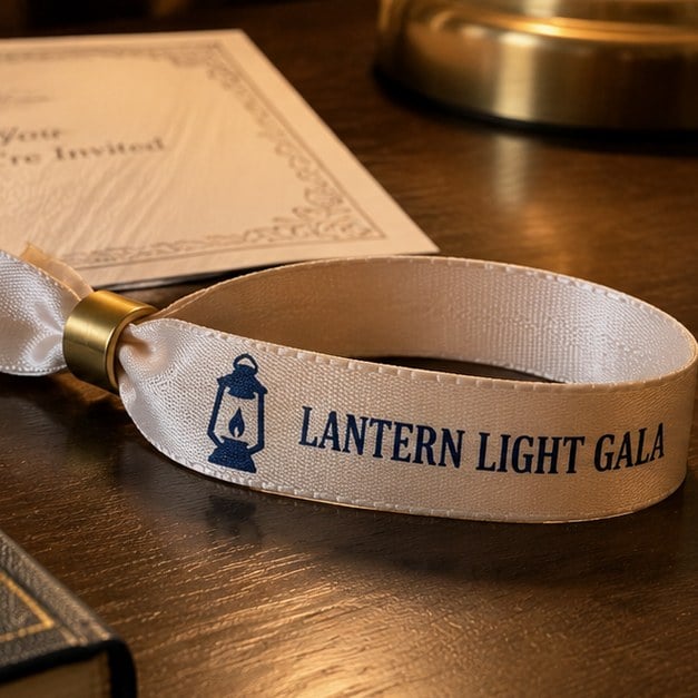 Customer photo of a custom satin wristband